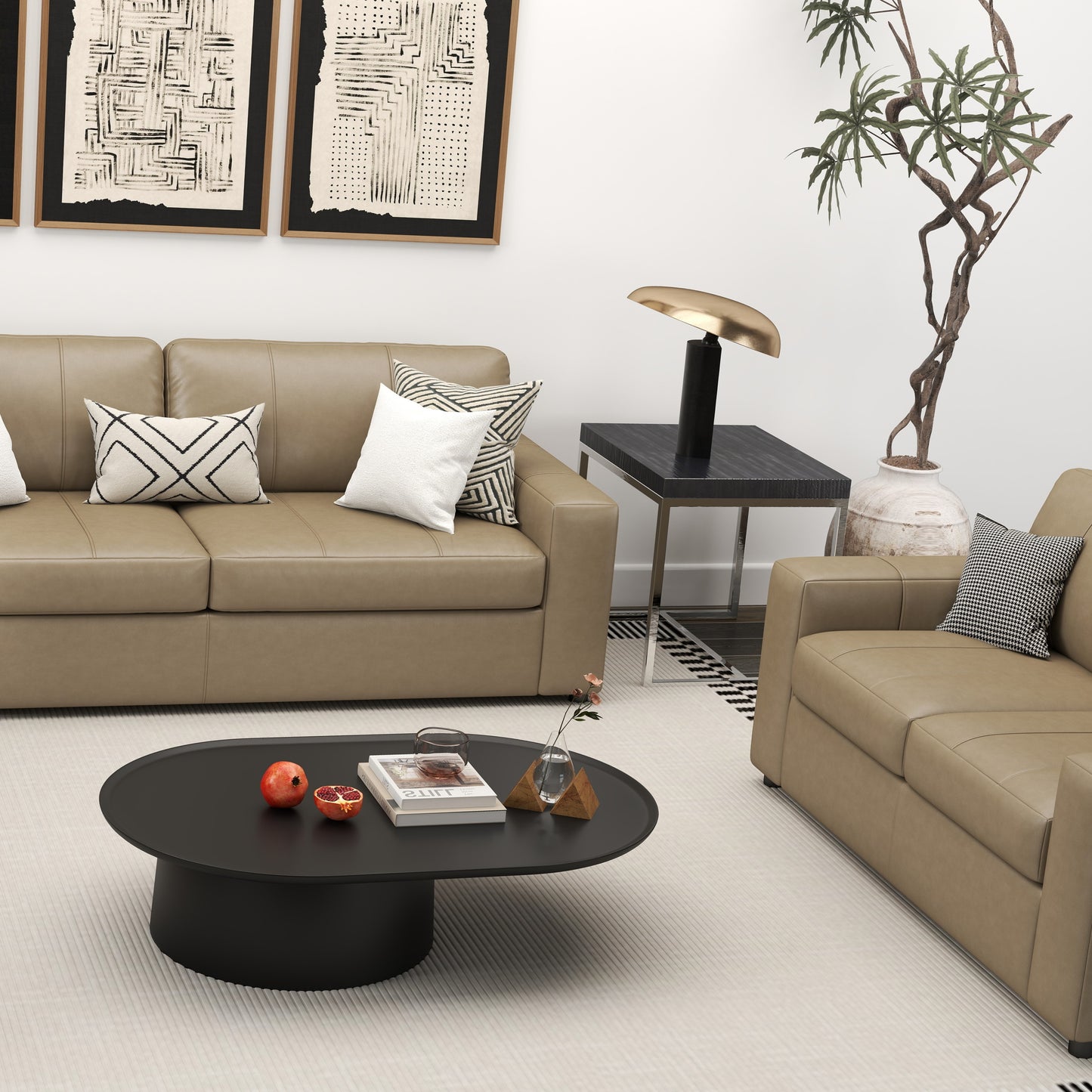 Roundhill Furniture Sakan Leather Upholstered Living Room Collection