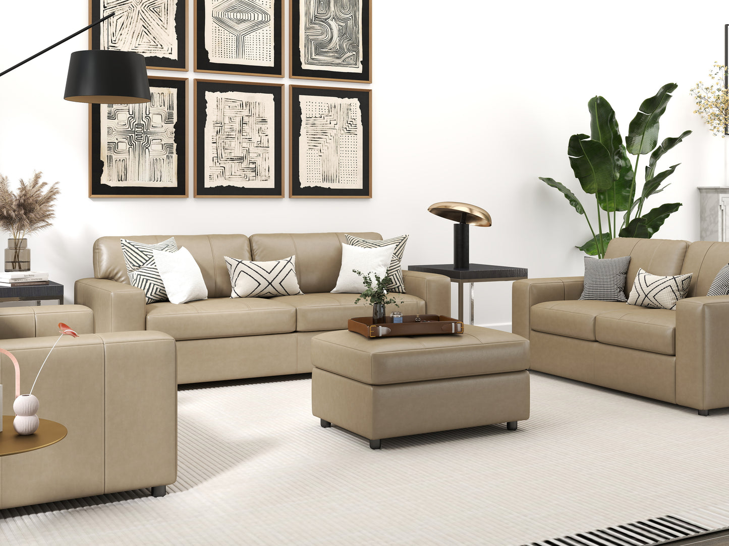 Roundhill Furniture Sakan Leather Upholstered Living Room Collection