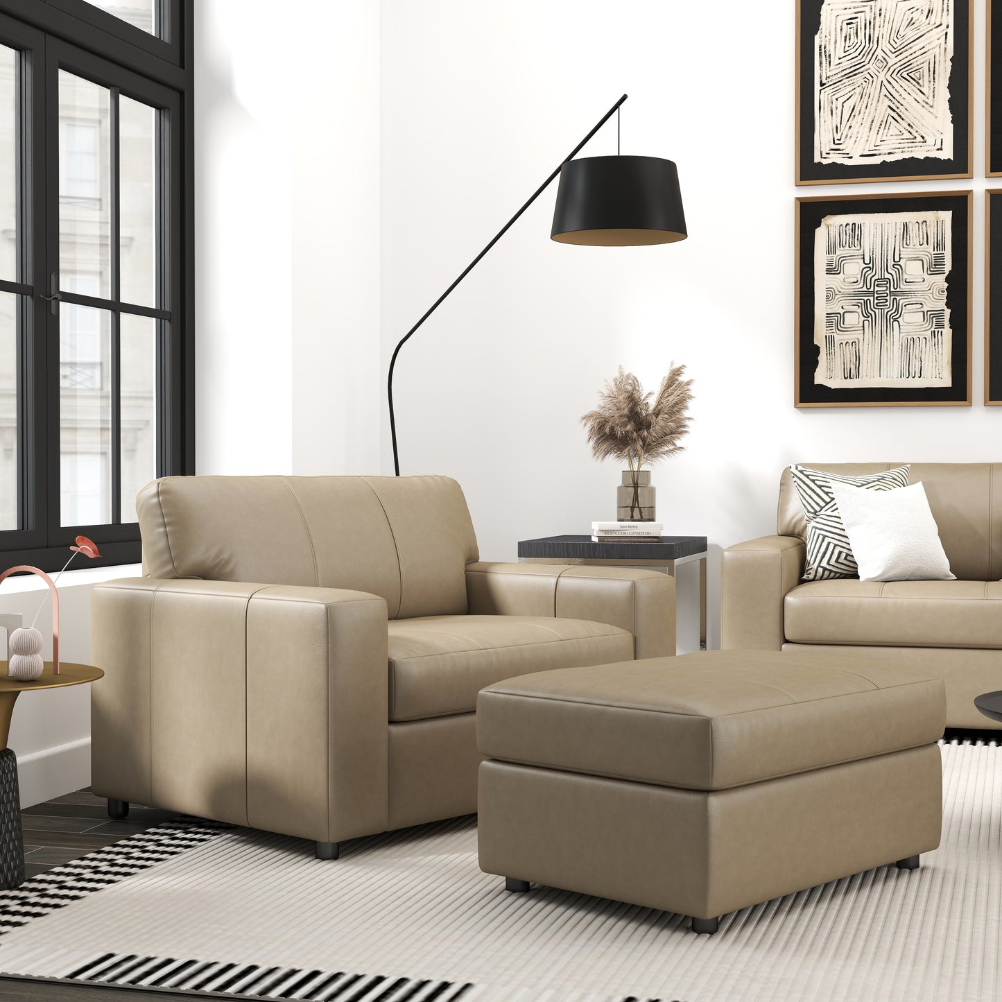 Roundhill Furniture Sakan Leather Upholstered Living Room Collection