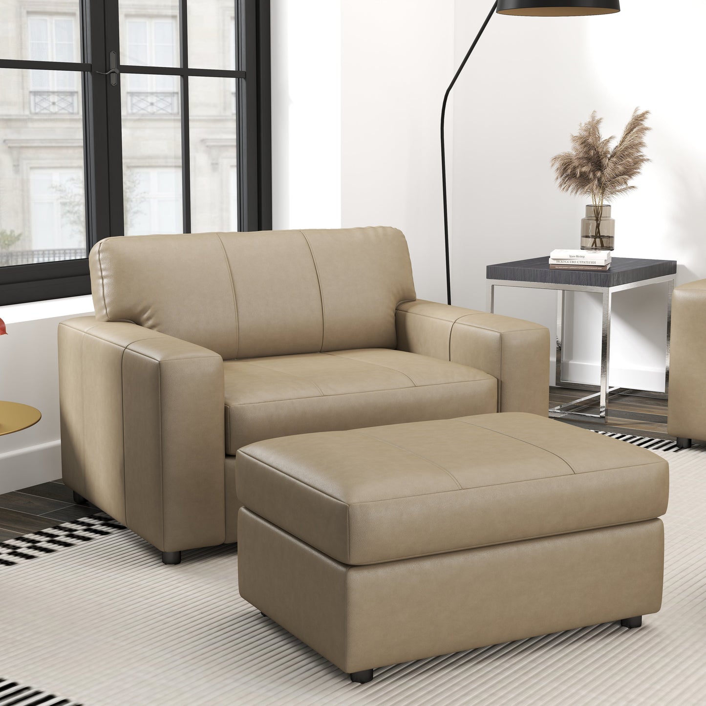 Roundhill Furniture Sakan Leather Upholstered Living Room Collection