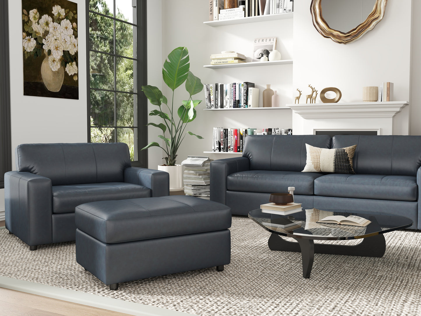 Roundhill Furniture Sakan Leather Upholstered Living Room Collection