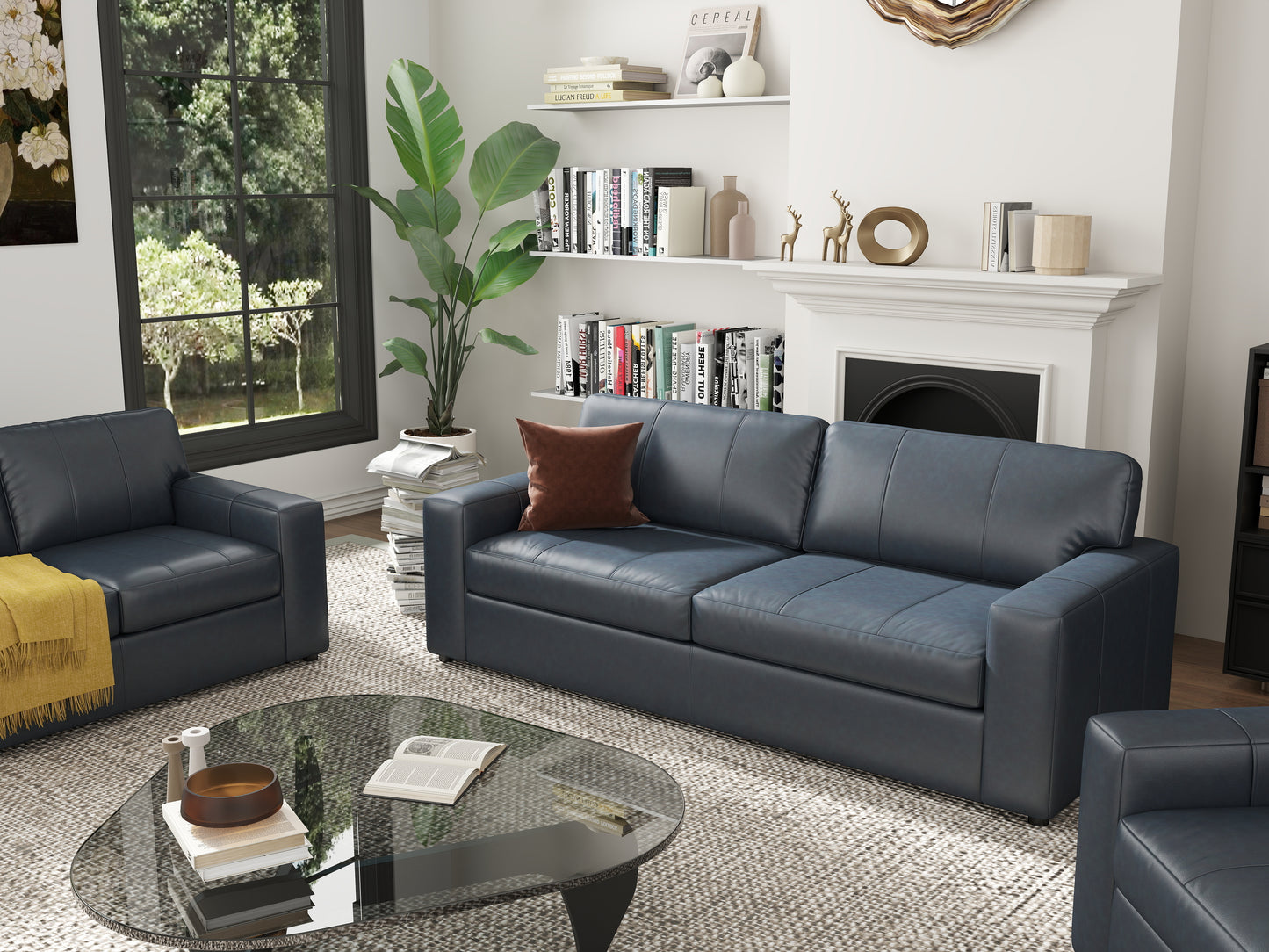 Roundhill Furniture Sakan Leather Upholstered Living Room Collection