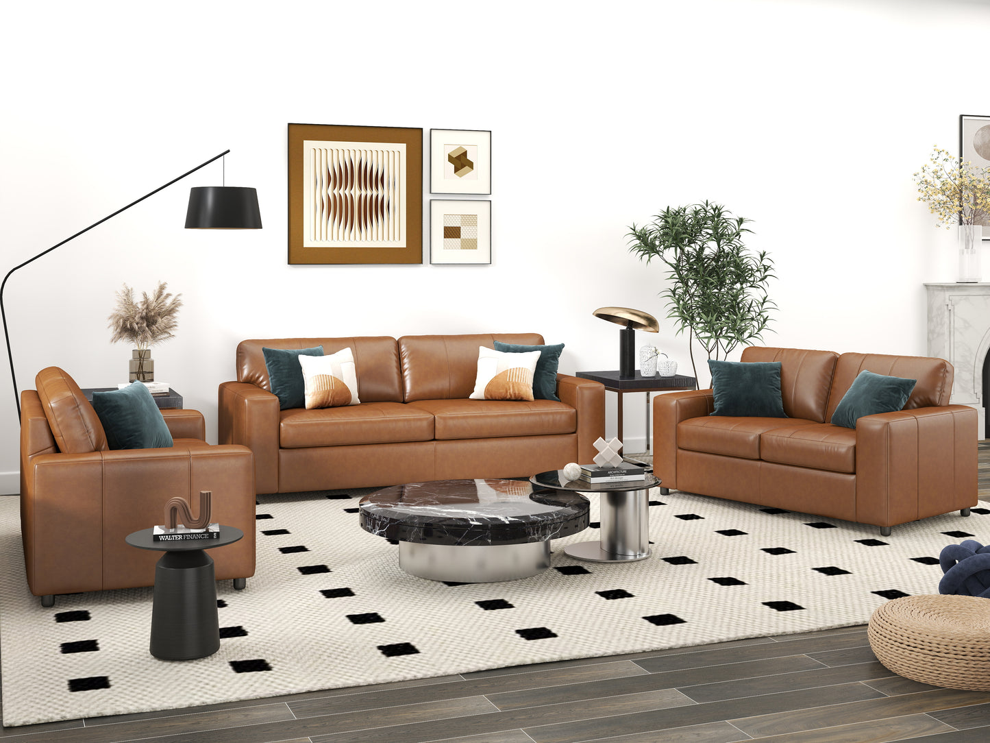 Roundhill Furniture Sakan Leather Upholstered Living Room Collection