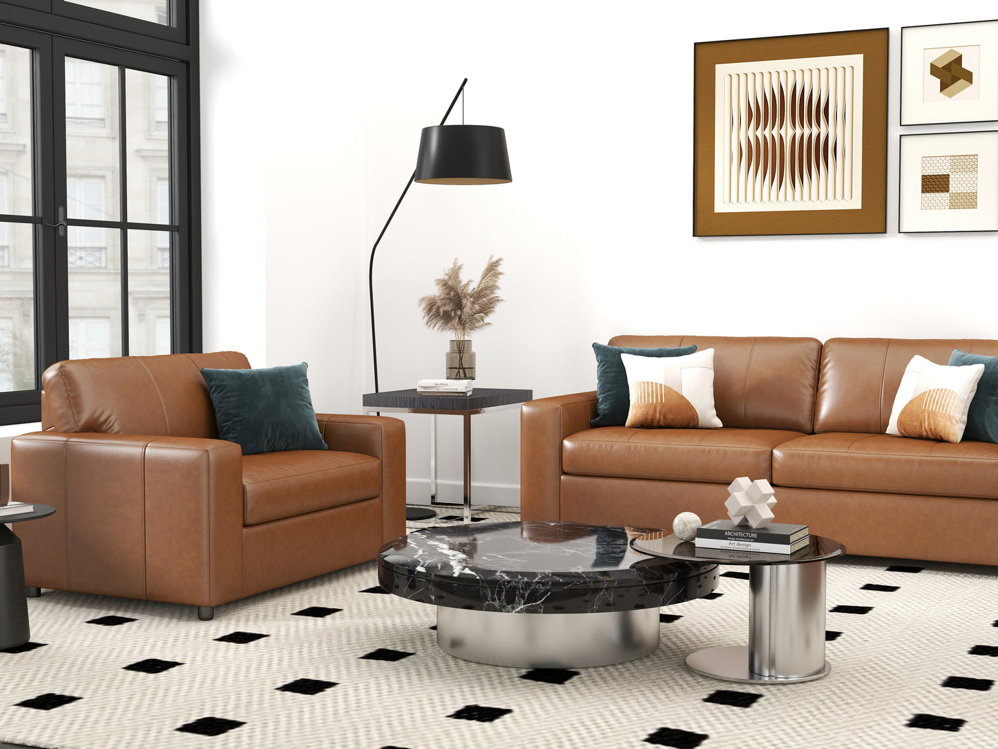 Roundhill Furniture Sakan Leather Upholstered Living Room Collection