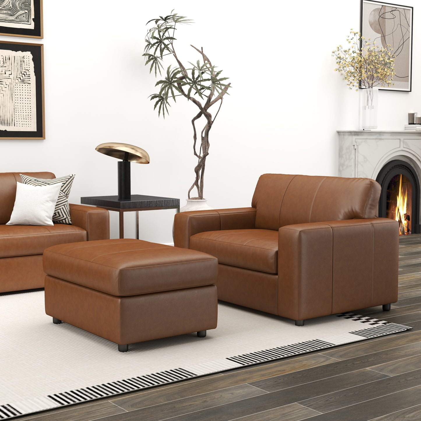 Roundhill Furniture Sakan Leather Upholstered Living Room Collection