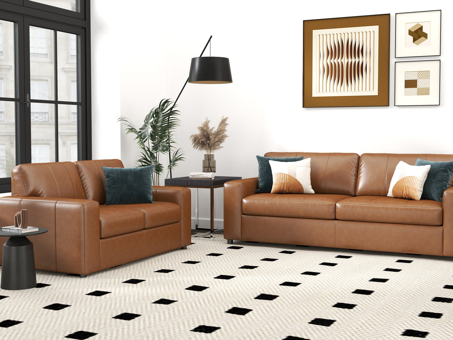 Roundhill Furniture Sakan Leather Upholstered Living Room Collection