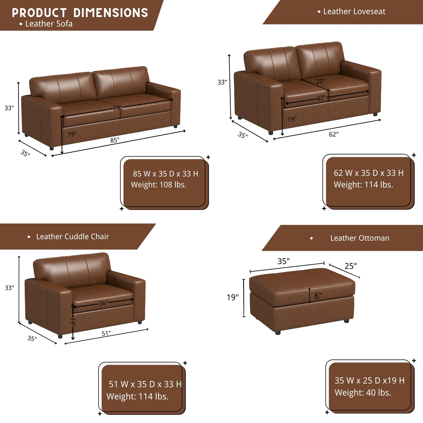 Roundhill Furniture Sakan Leather Upholstered Living Room Collection