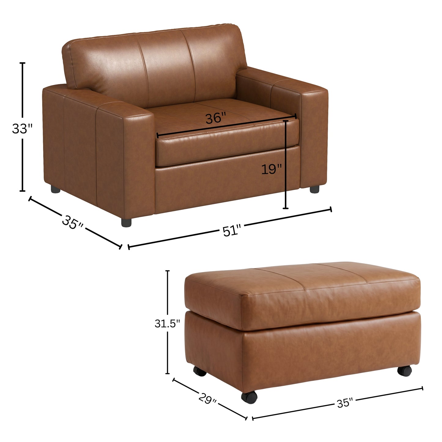 Roundhill Furniture Sakan Leather Upholstered Living Room Collection