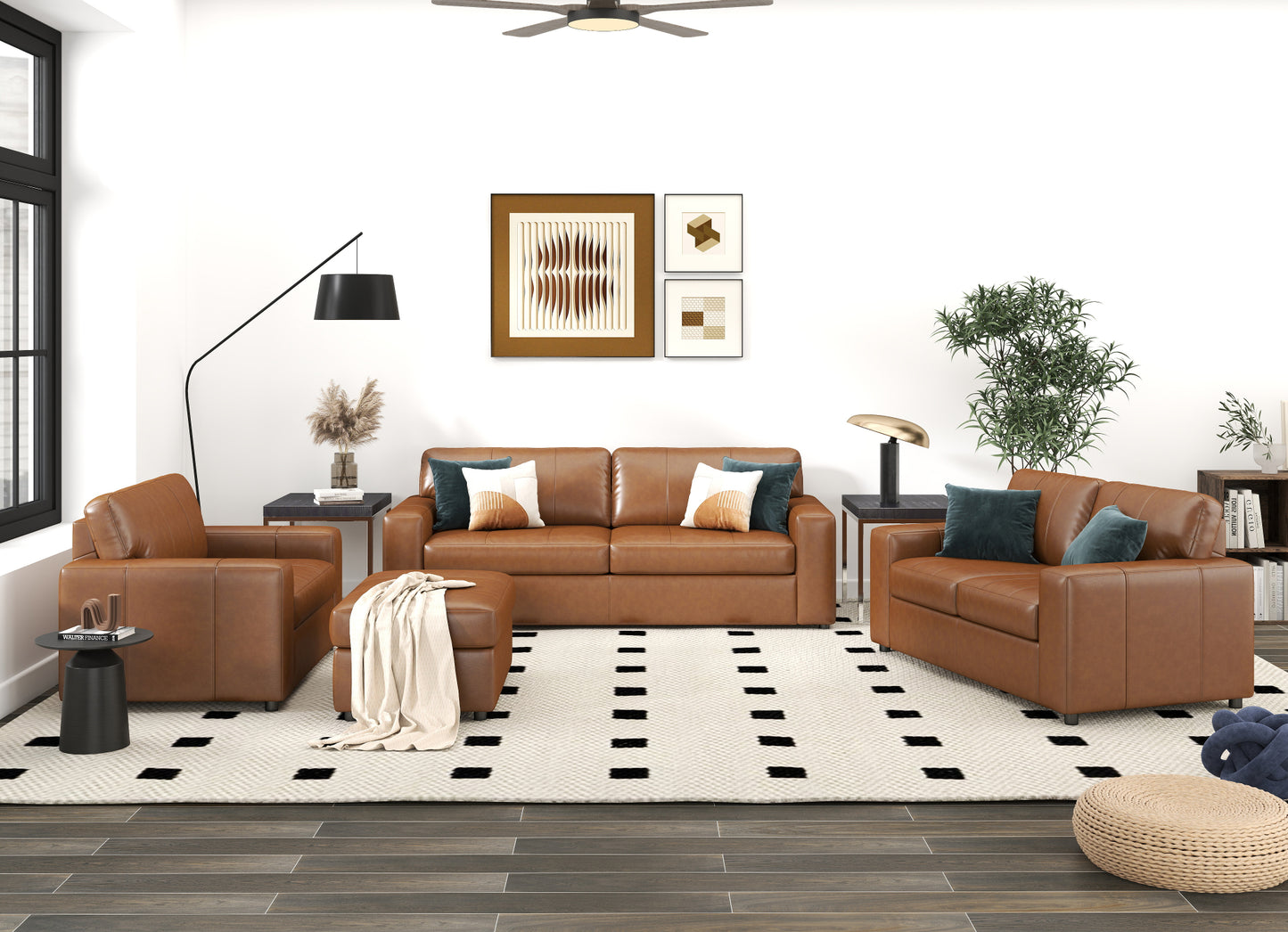 Roundhill Furniture Sakan Leather Upholstered Living Room Collection