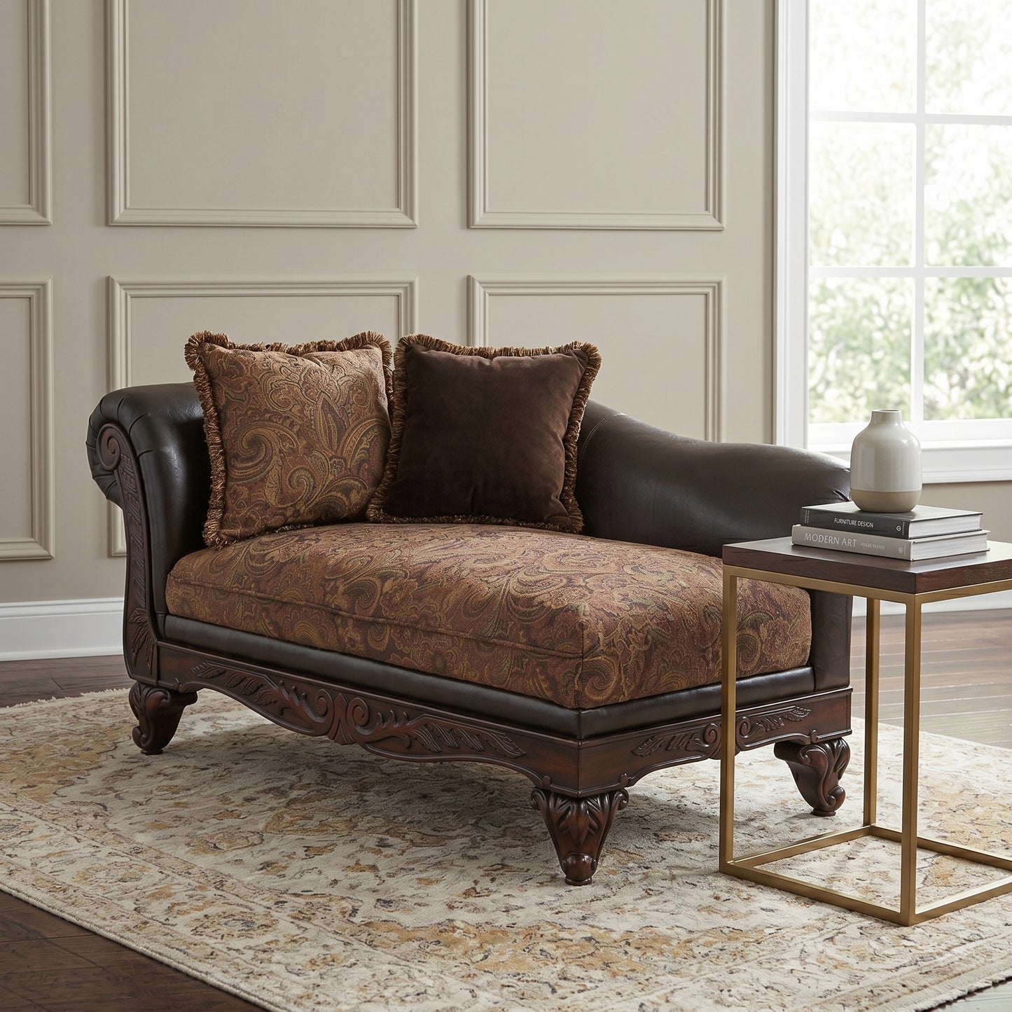San Marino 2-Tone Chocolate Microfiber Chaise  Made in USA