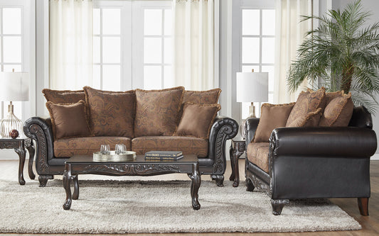 San Marino 2-Tone Chocolate Microfiber Living Room Collection