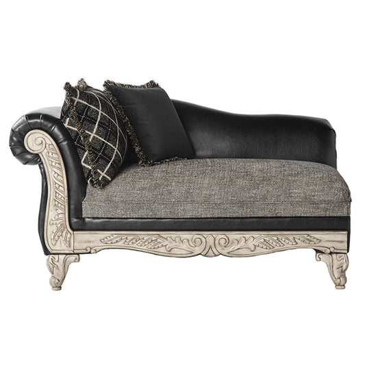 San Marino 2-Tone Fabric Wooden Frame Chaise in Ebony