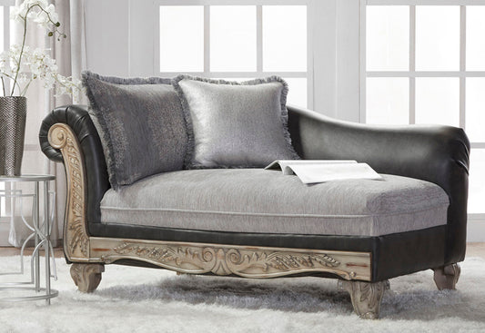 San Marino 2-Tone Fabric Wooden Frame Chaise, Gray