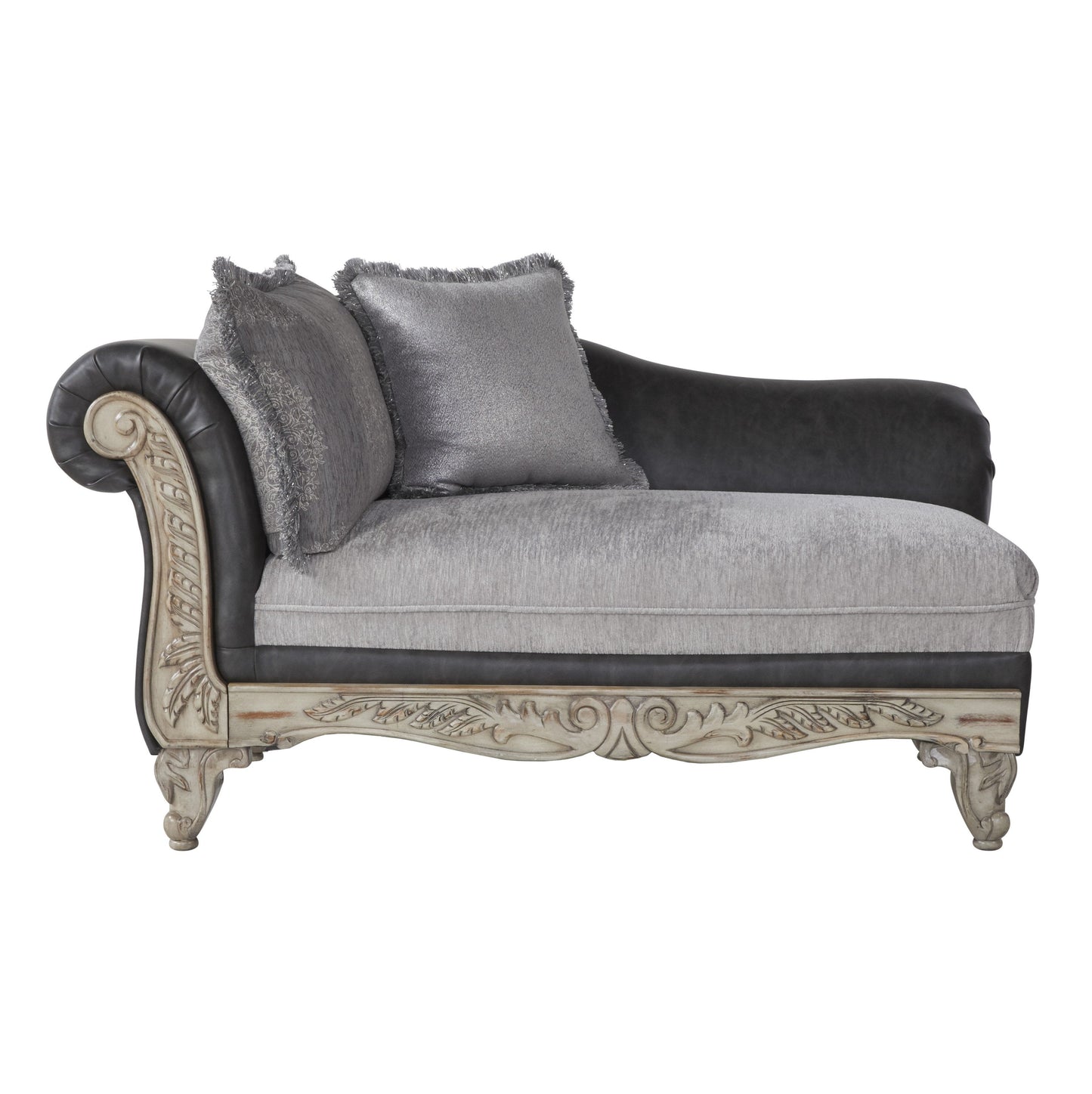 San Marino 2-Tone Fabric Wooden Frame Chaise, Gray