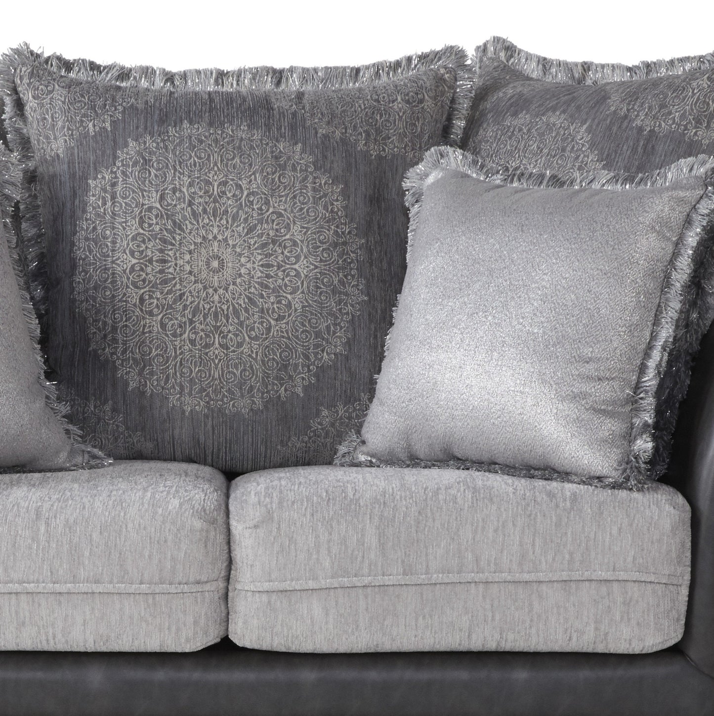 San Marino 2-Tone Fabric Wooden Frame Loveseat, Gray