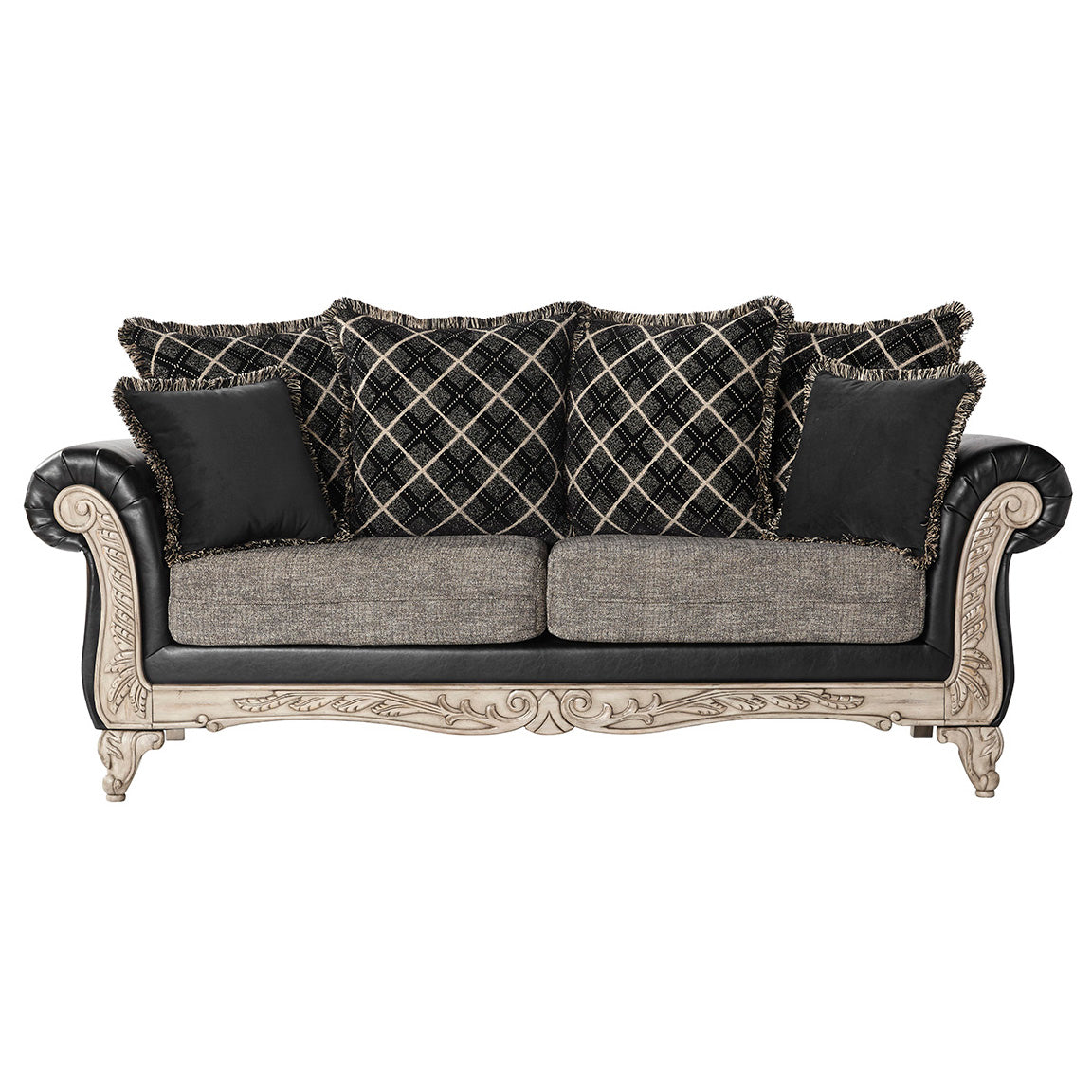 San Marino 2-Tone Fabric Wooden Frame Sofa in Ebony