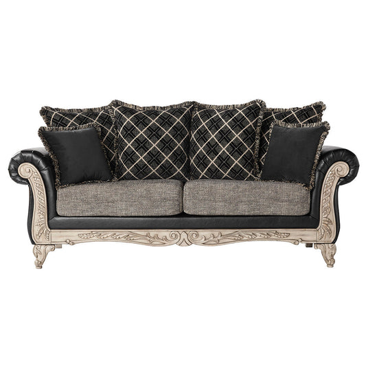 San Marino 2-Tone Fabric Wooden Frame Sofa in Ebony