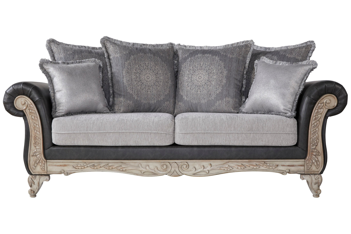 San Marino 2-Tone Fabric Wooden Frame Sofa, Gray