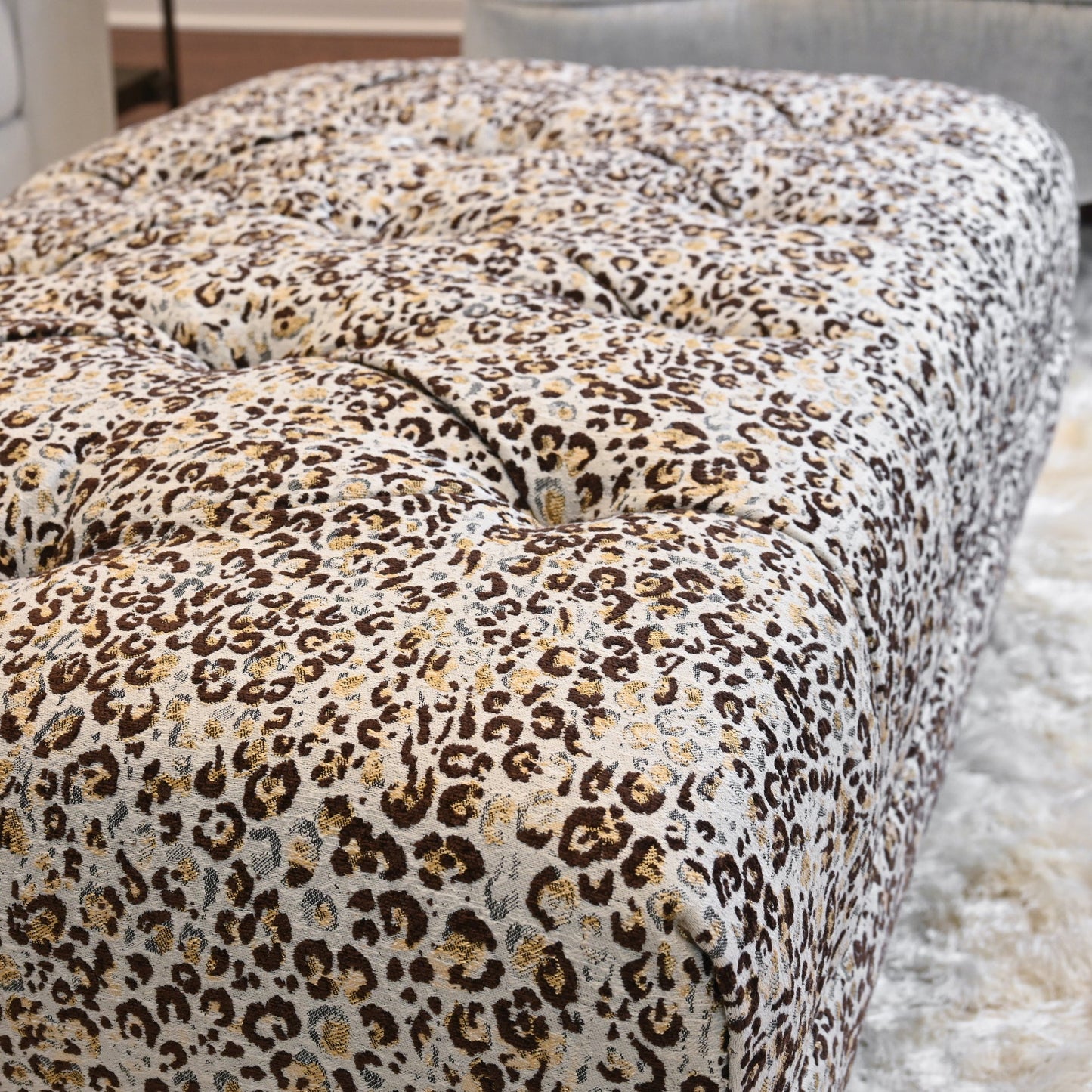 Roundhill Furniture Charbilia Fabric Tufted Cocktail Ottoman in Dexter Cafe