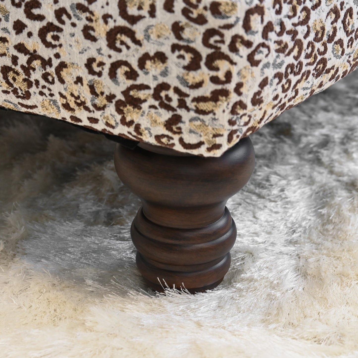 Roundhill Furniture Charbilia Fabric Tufted Cocktail Ottoman in Dexter Cafe