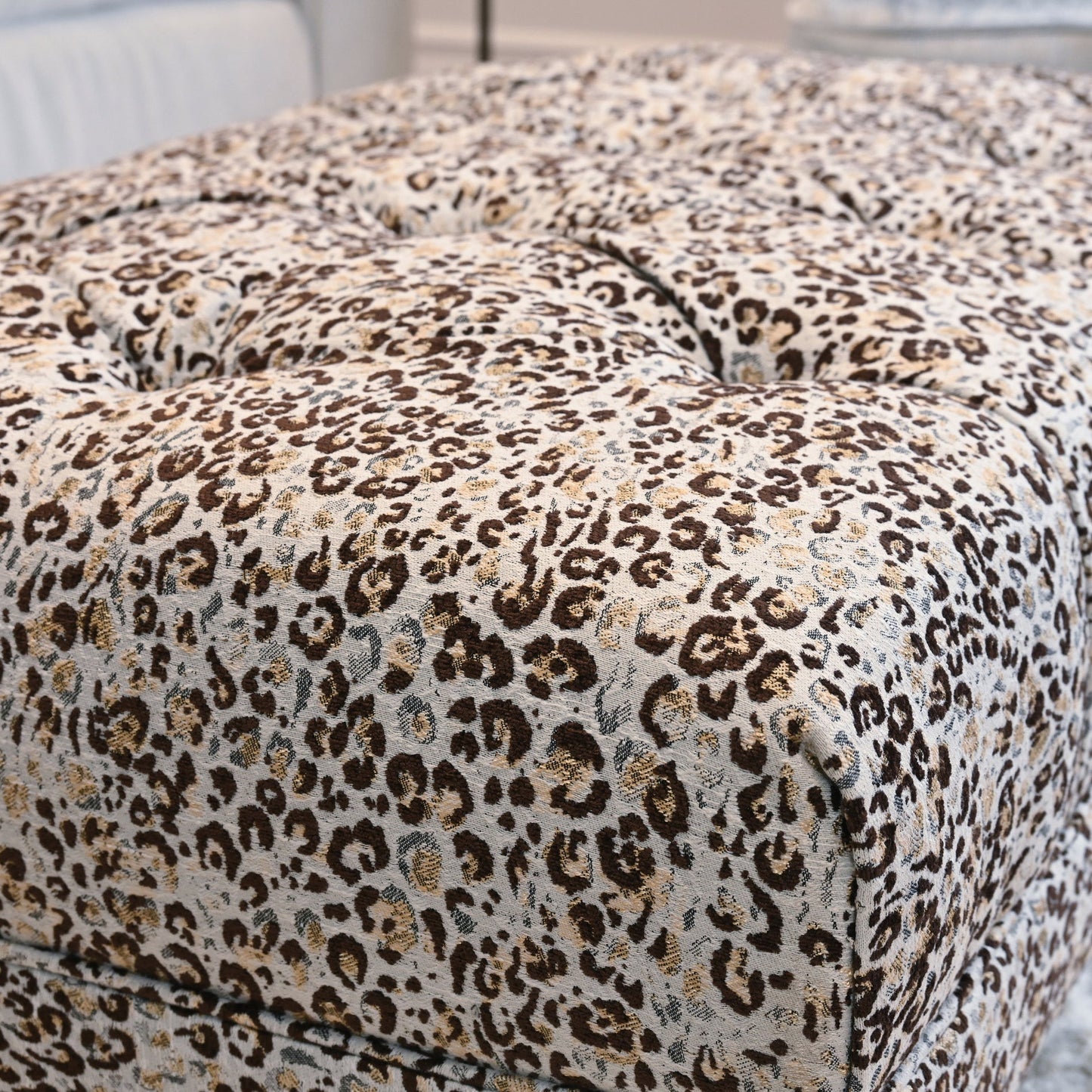 Roundhill Furniture Charbilia Fabric Tufted Cocktail Ottoman in Dexter Cafe