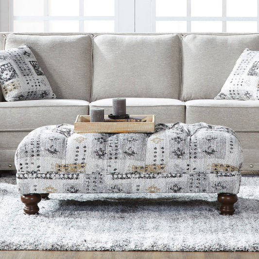 Roundhill Furniture Charbilia Fabric Tufted Cocktail Ottoman in Tupper Onyx