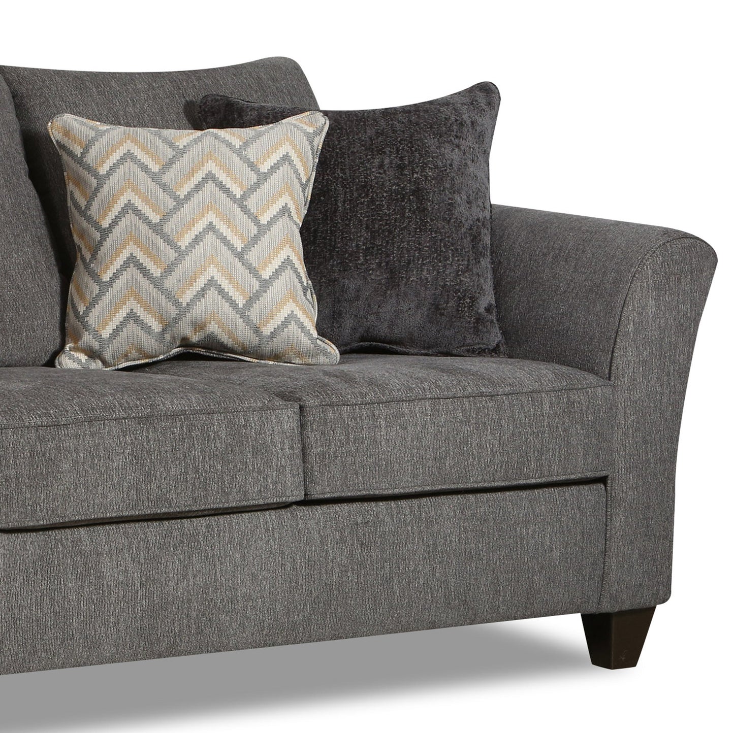 Sorpre Transitional Style Fabric Pillow Back Sofa, Charcoal