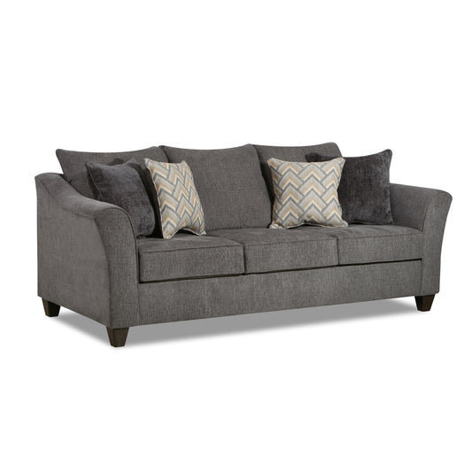 Sorpre Transitional Style Fabric Pillow Back Sofa, Charcoal