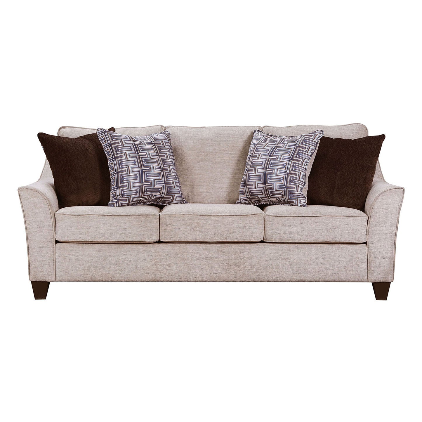 Alva Transitional Style Fabric Flared Arm Sofa, Taupe