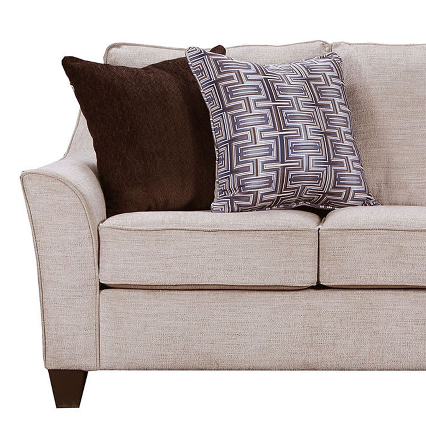 Alva Transitional Style Fabric Flared Arm Sofa, Taupe