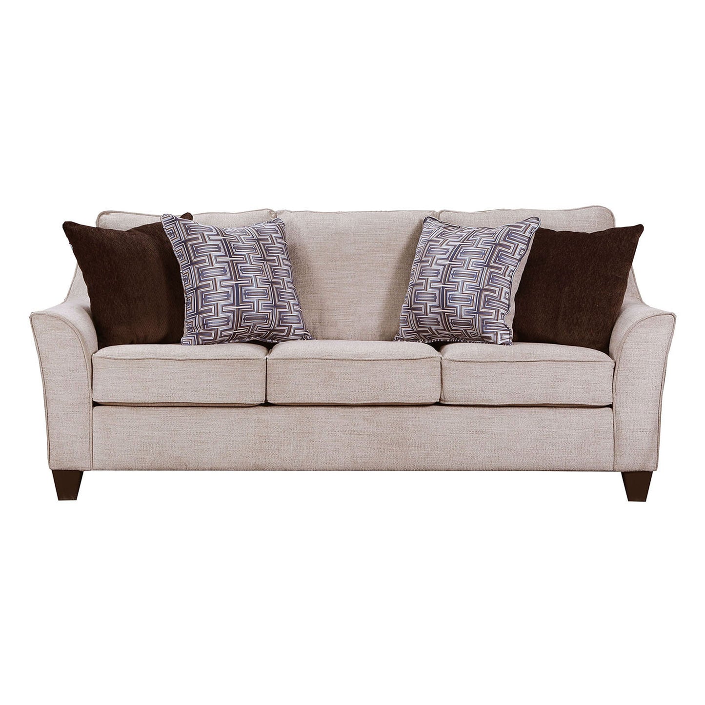 Alva Transitional Style Fabric Flared Arm Living Room Collection, Taupe