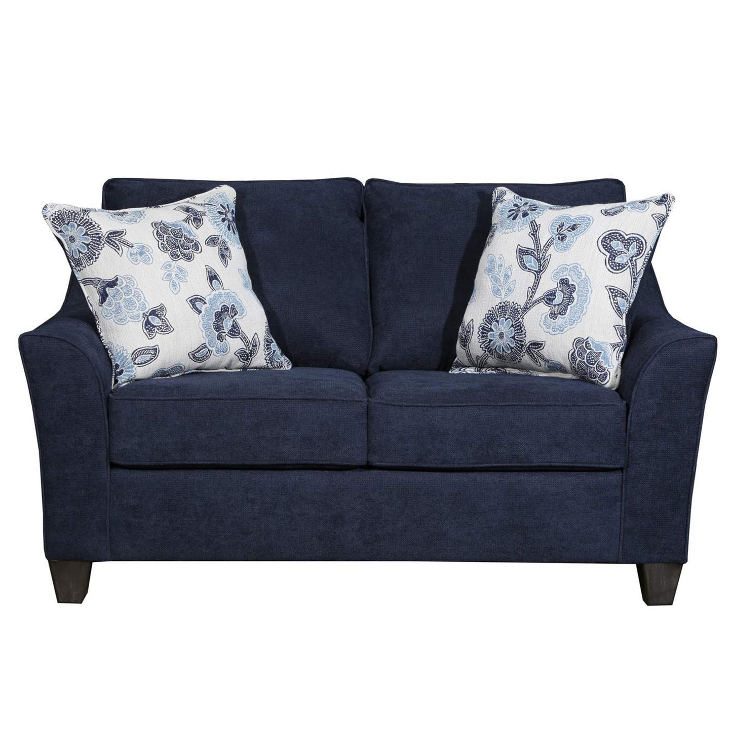 Alva Transitional Style Fabric Flared Arm Living Room Collection, Navy