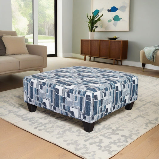 Nexus Geometric Accent Cocktail Ottoman, Two Color Options