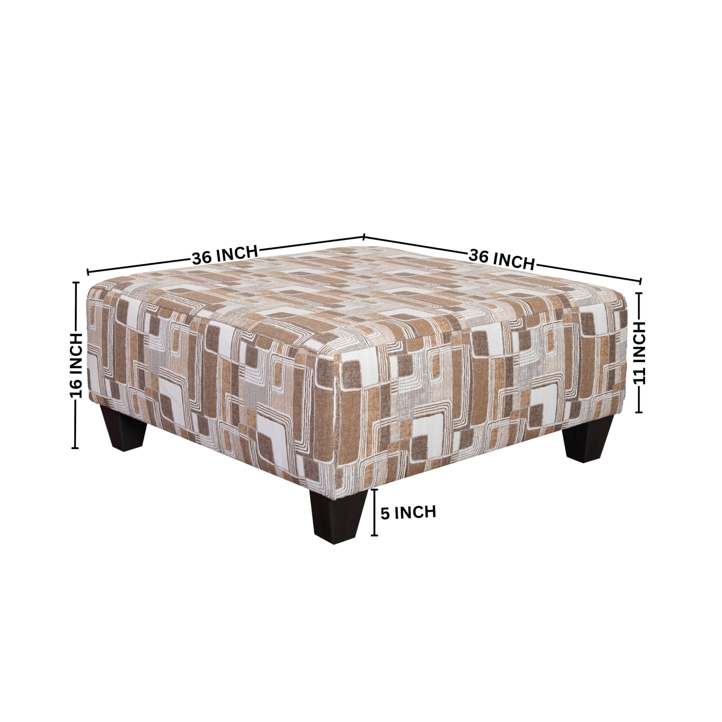 Nexus Geometric Accent Cocktail Ottoman, Two Color Options