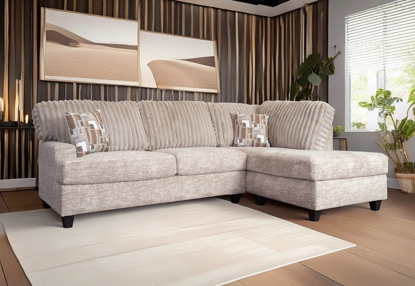 Nexus Wide Wale Corduroy L-shape Sectional with Chaise