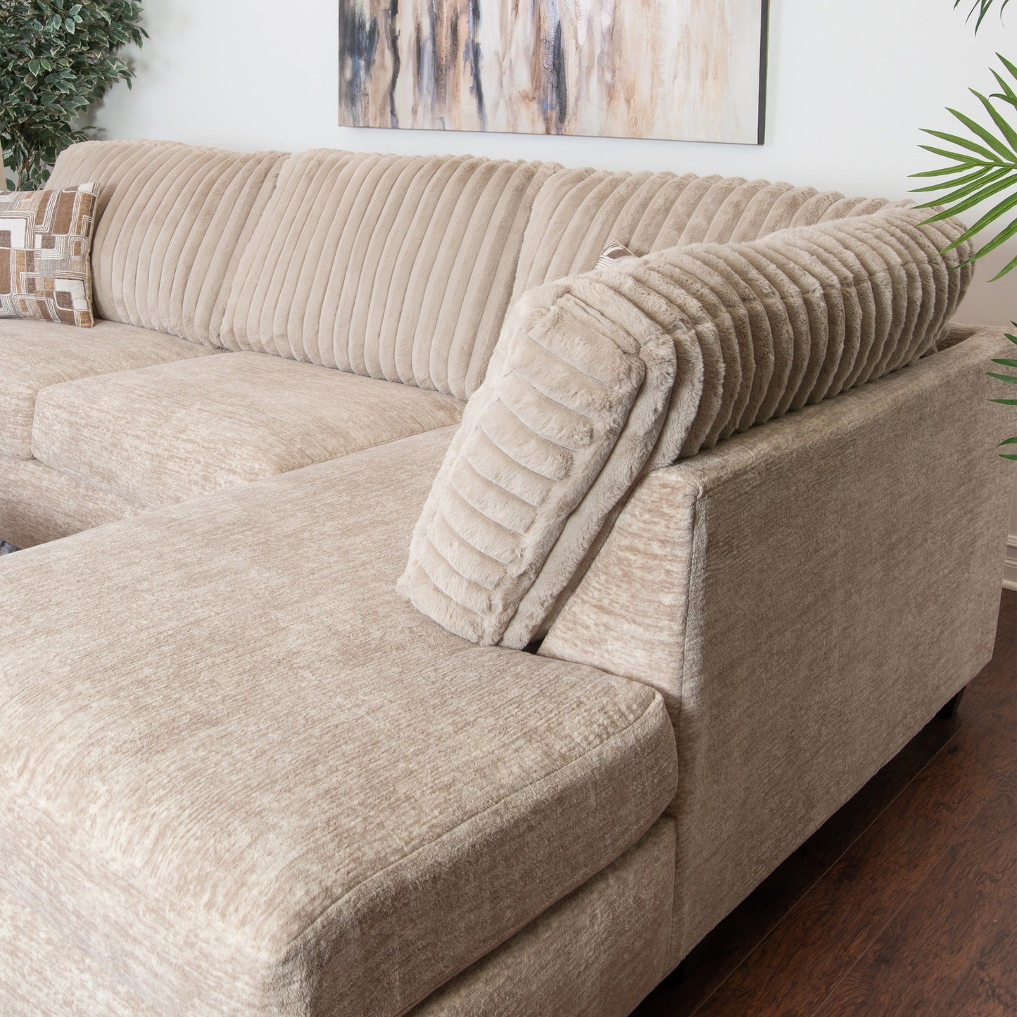 Nexus Wide Wale Corduroy L-shape Sectional with Chaise