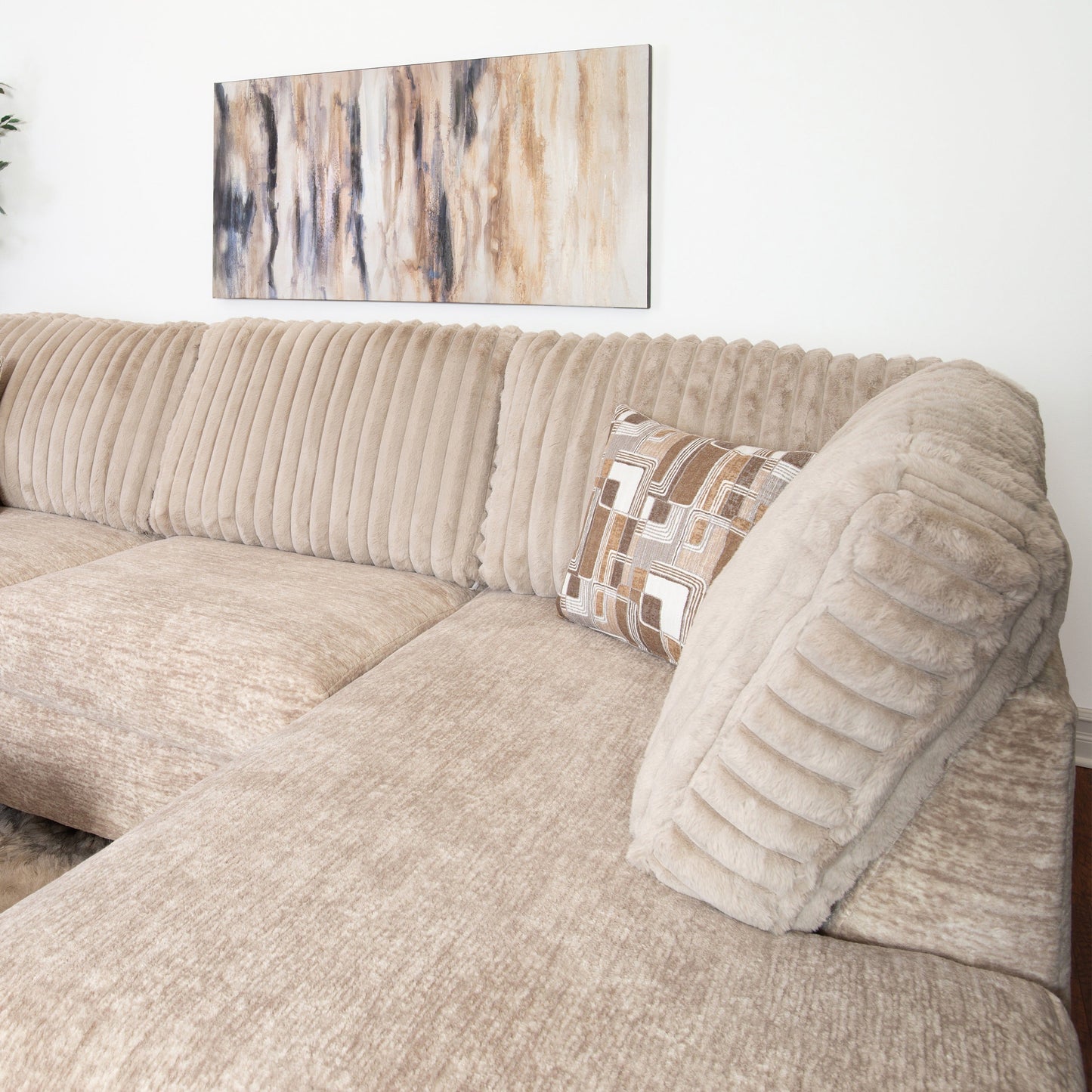 Nexus Wide Wale Corduroy L-shape Sectional with Chaise