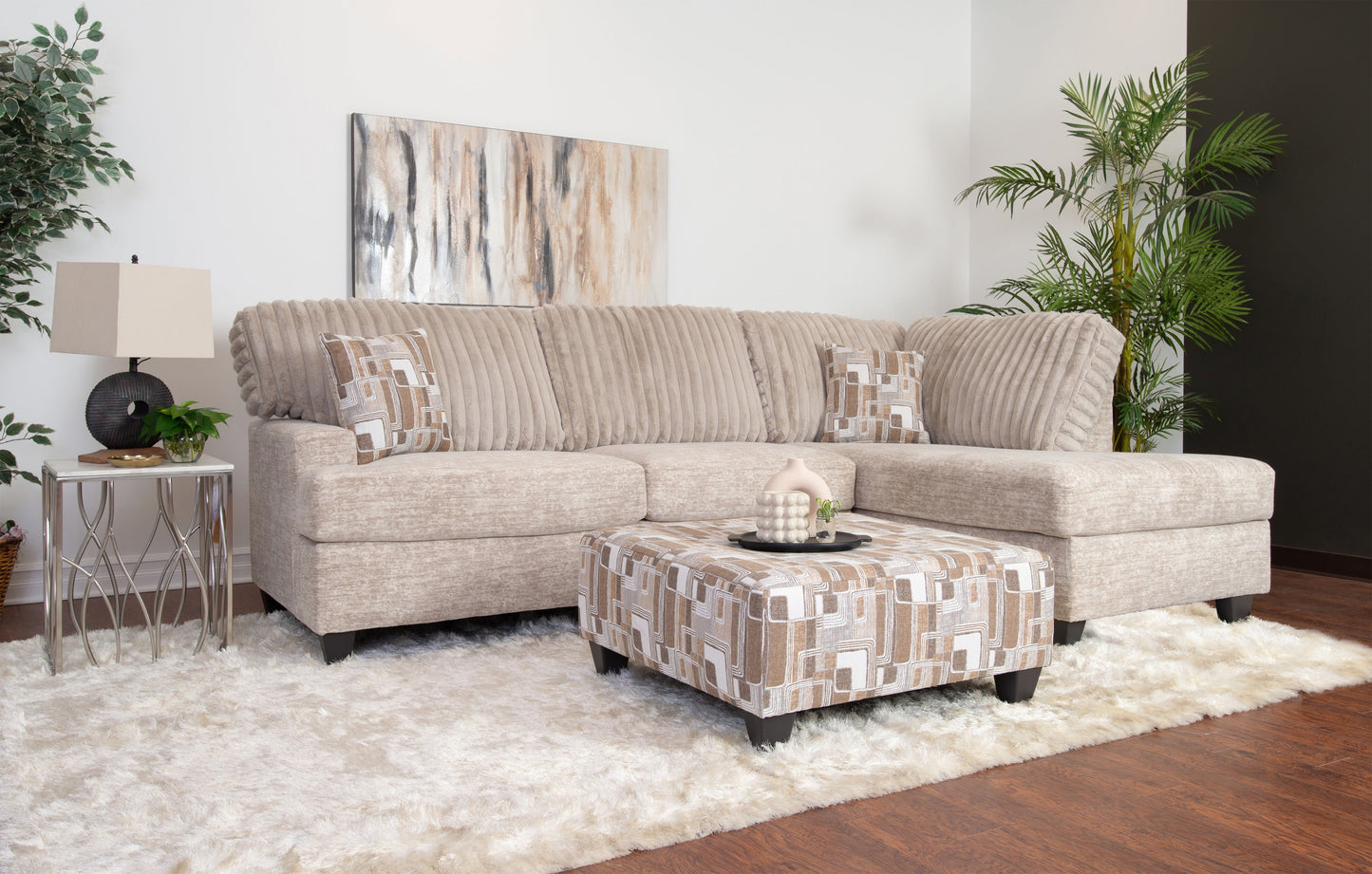 Nexus 2-PC Living Room Set, L-shape Sectional and Accent Ottoman