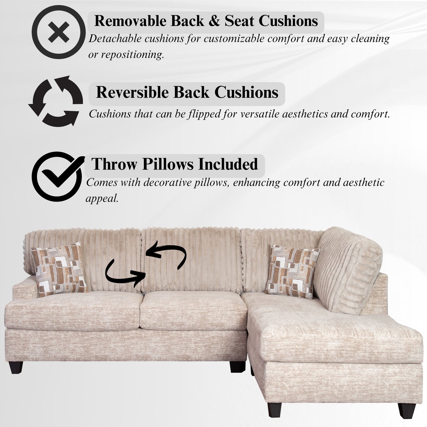 Nexus 2-PC Living Room Set, L-shape Sectional and Accent Ottoman