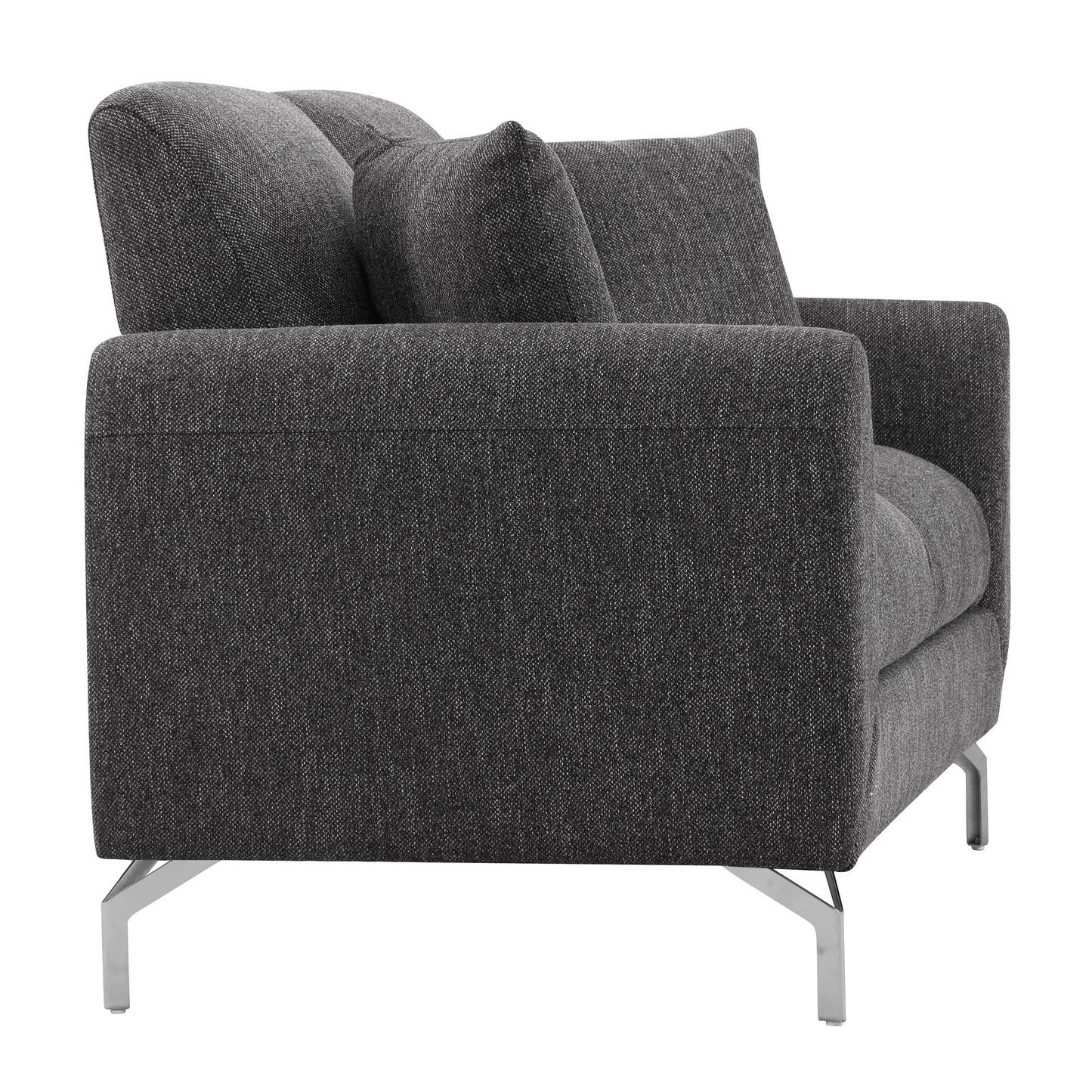 Noreen Contemporary Gray Fabric Rounded Arm Loveseat