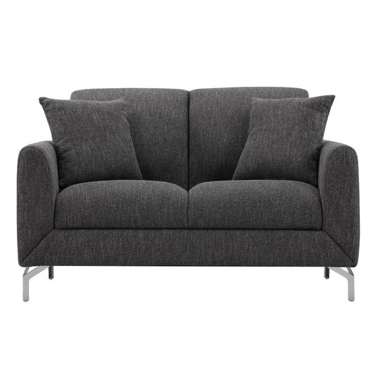 Noreen Contemporary Gray Fabric Rounded Arm Loveseat