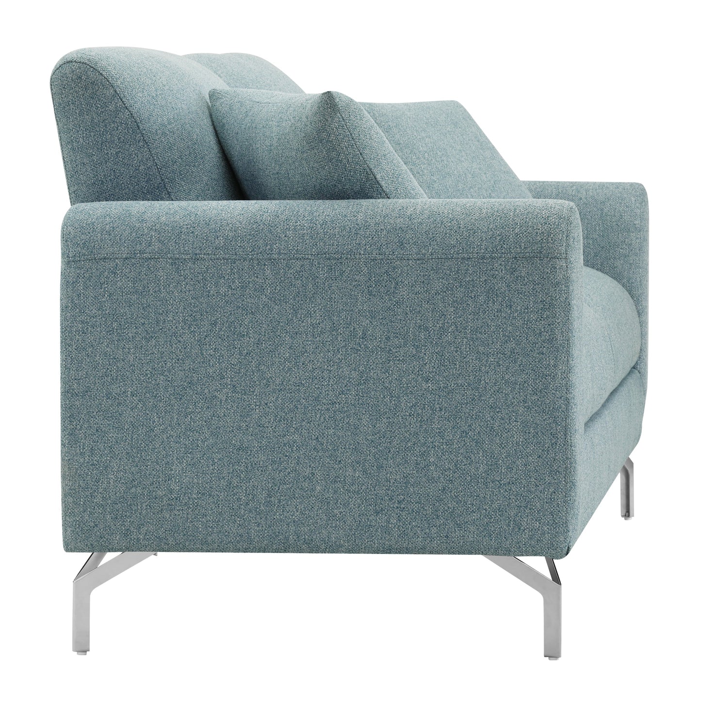 Noreen Contemporary Blue Fabric Rounded Arm Sofa