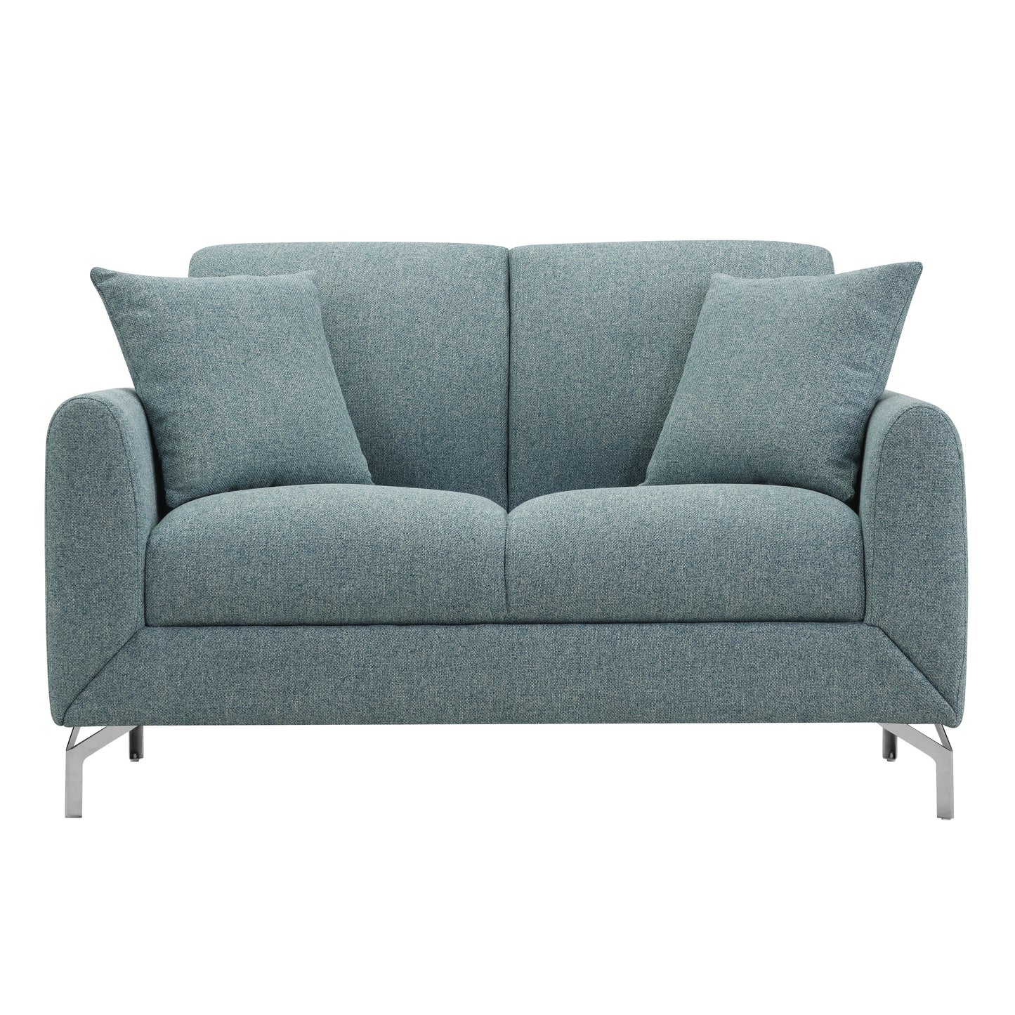 Noreen Contemporary Blue Fabric Rounded Arm Living Room Collection