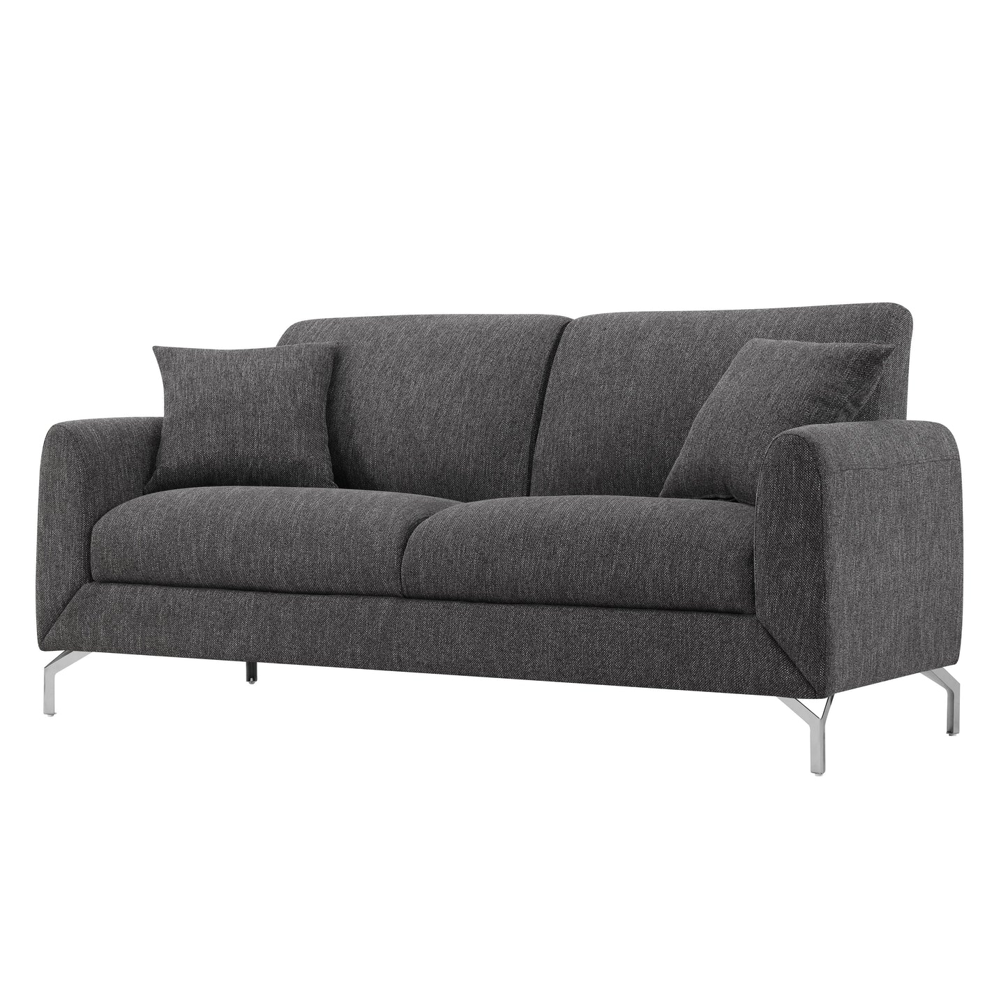 Noreen Contemporary Gray Fabric Rounded Arm Living Room Collection