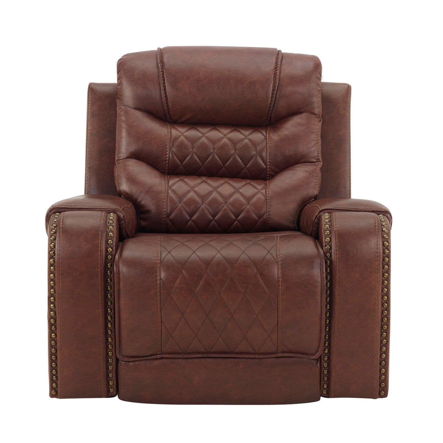 Klens Faux Leather 3-Piece Reclining Living Room Collection with Nailhead Trim, Brown