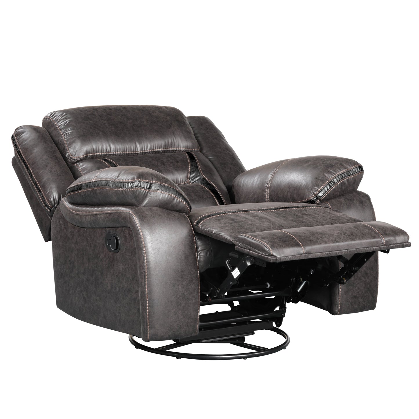 Elkton Manual Motion Recliner with Storage Console, Dark Chesnut