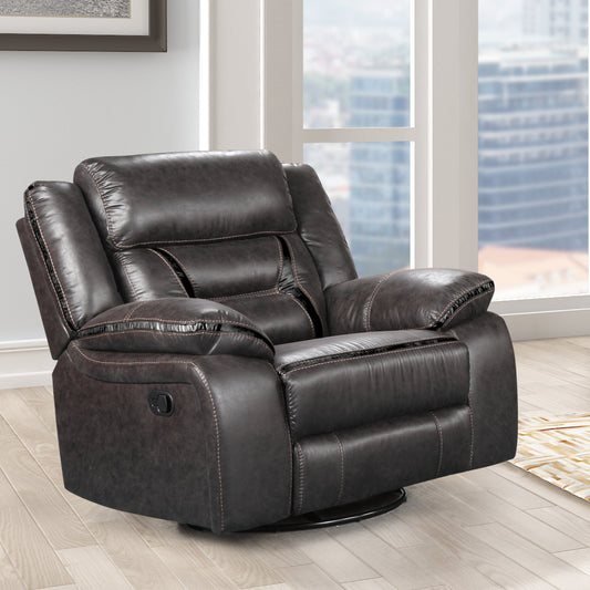 Elkton Manual Motion Recliner with Storage Console, Dark Chesnut