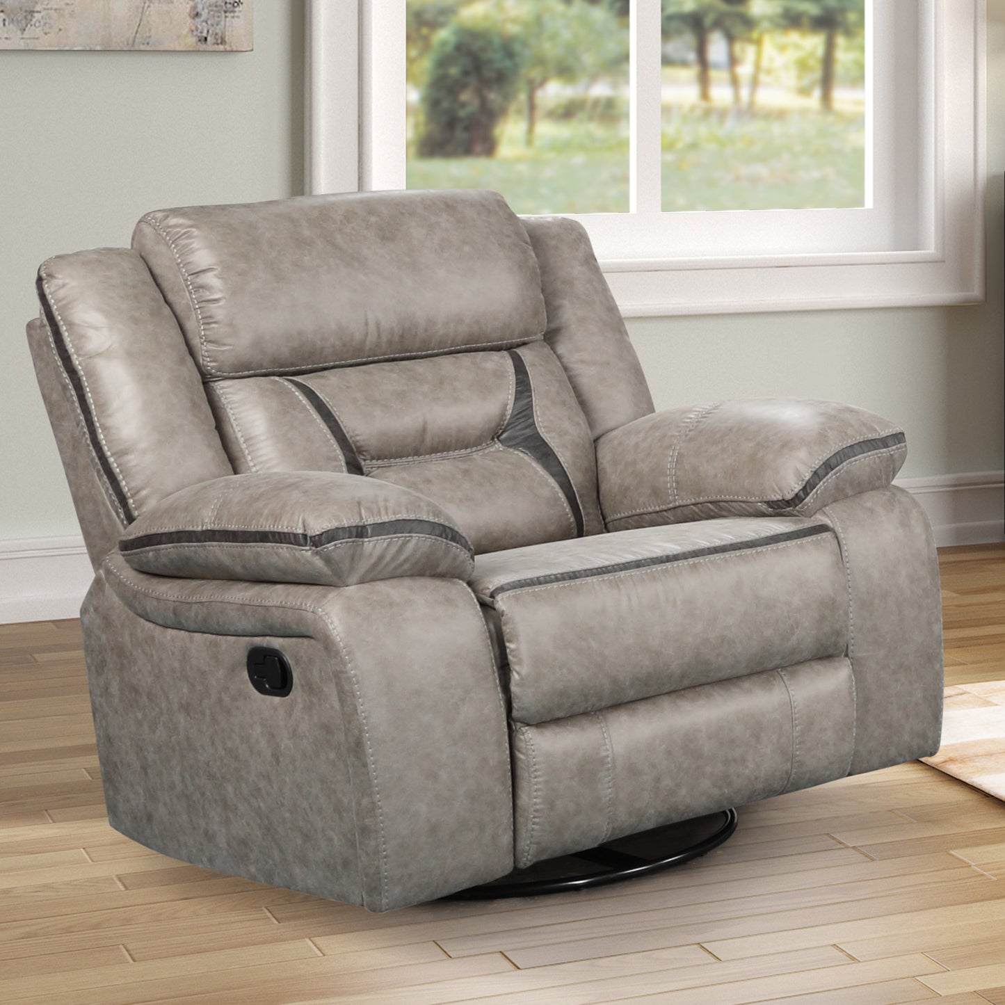 Elkton Manual Motion Recliner with Storage Console, Taupe