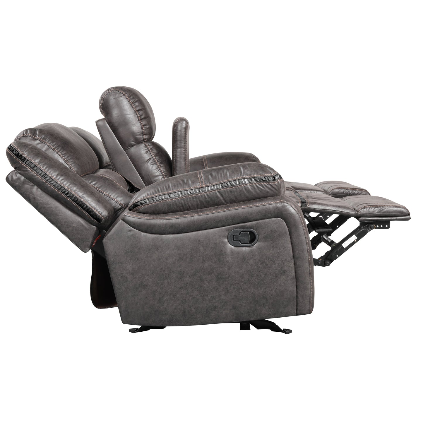 Elkton Manual Motion Reclining Loveseat with Storage Console, Dark Chesnut