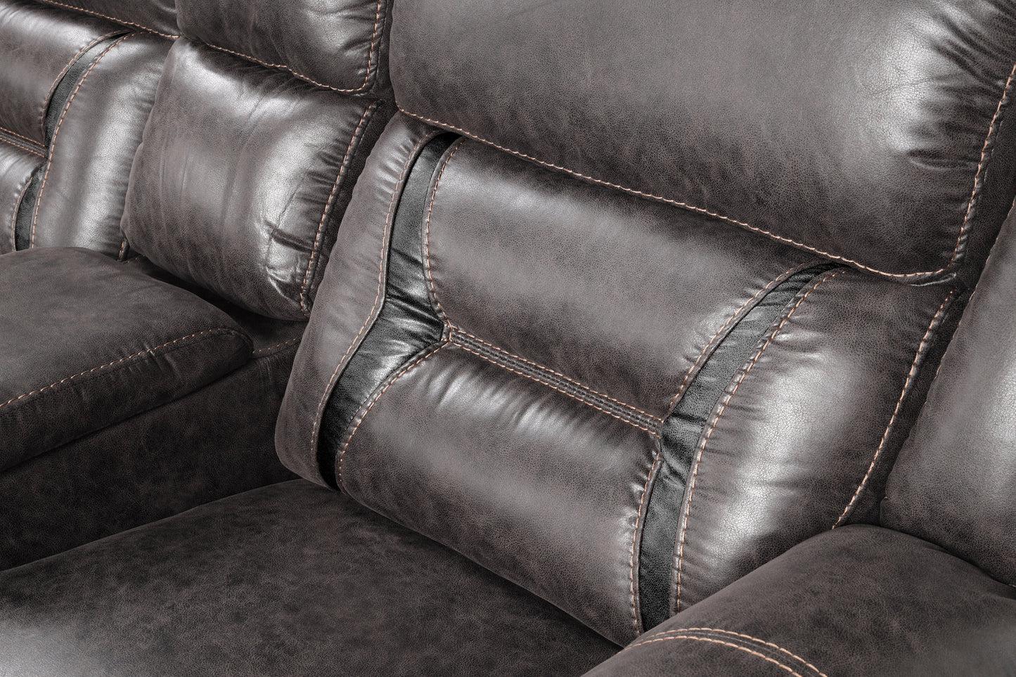 Elkton Manual Motion Reclining Loveseat with Storage Console, Dark Chesnut